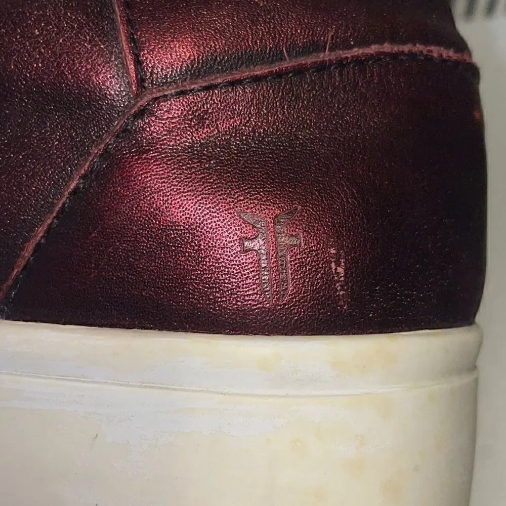 Frye Metallic Reddish/Purple Leather Upper Slip On Chunky Platform Shoes(37/6.5)
